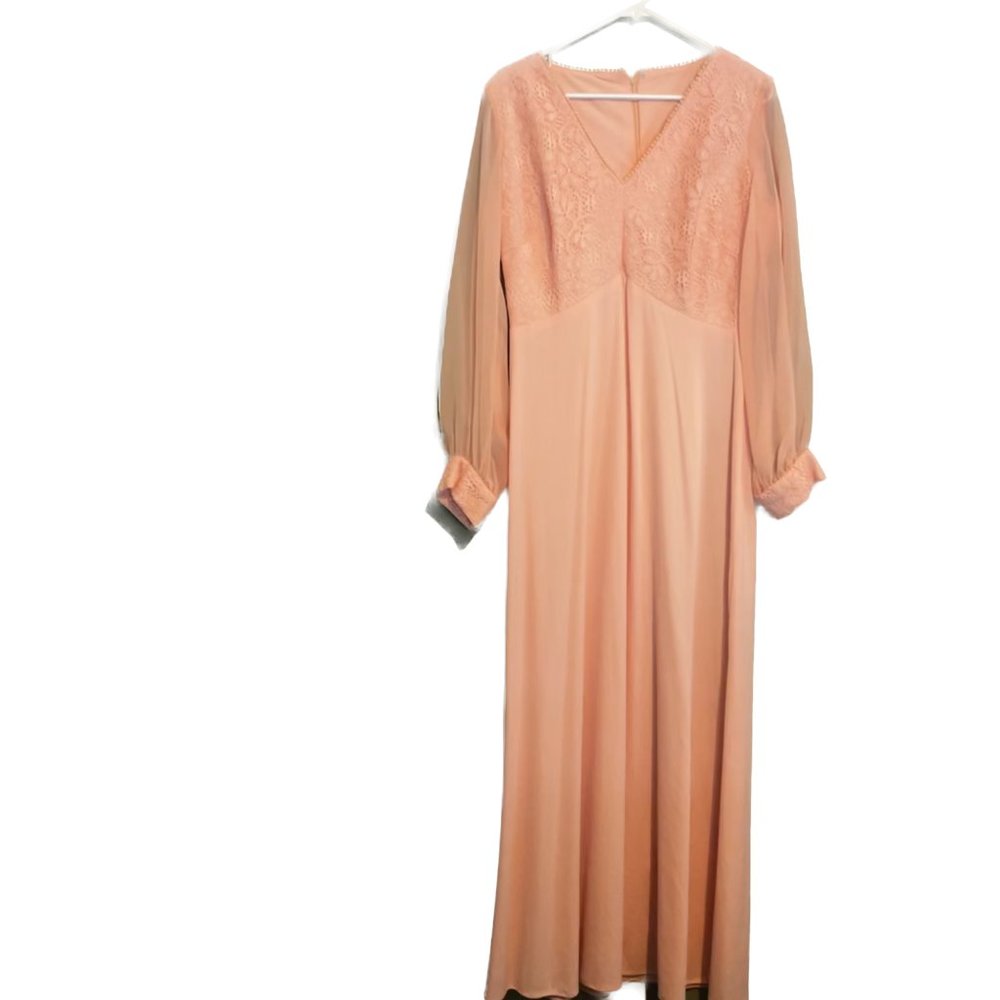 Vintage 1970s Peach Full Length Gown